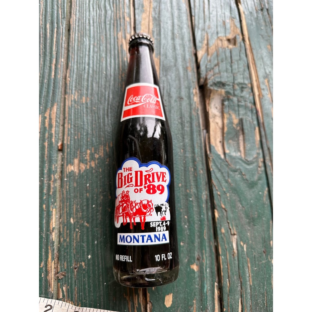 Vintage 1989 Coca-Cola Montana Centennial The Big Drive Cattle Drive Bottle 10oz